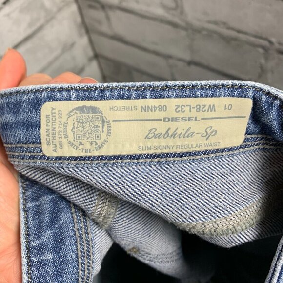 Diesel Babhila-Sp Slim Skinny Regular Waist Denim Mid-Rise Jeans - Picture 7 of 14